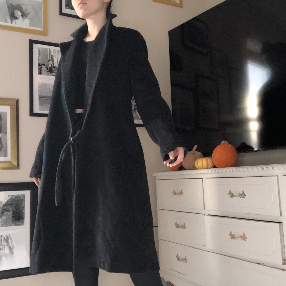 Grey Wool Blend Mid Length Coat S/M